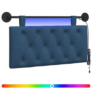 vidaXL Rippuv voodipeats LED-valgustusega Sinine kangas