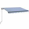vidaXL automaatne varikatus, tuuleandur LED, 350x250 cm, sinine, valge