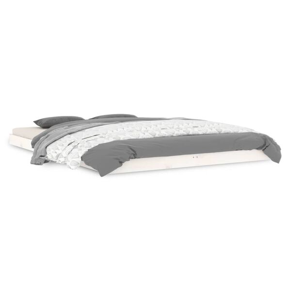 vidaXL voodiraam, valge, 140 x 200 cm, m&auml;nnipuit