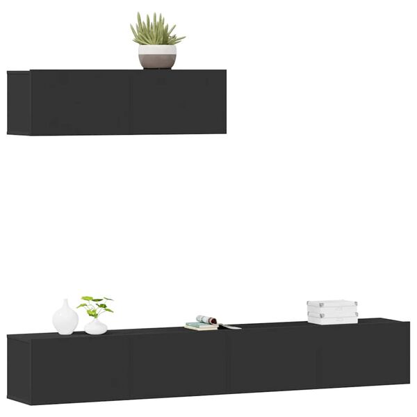 vidaXL 3-osaline telerikappide komplekt, must, tehispuit