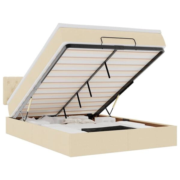 vidaXL ottomani voodi madratsita, kreemjas, 140x190cm, kangas