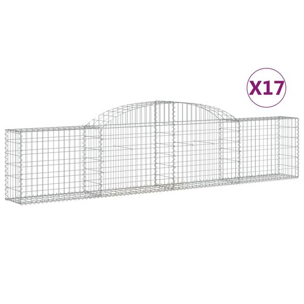 vidaXL kaarekujulised gabioonkorvid 17 tk, 300 x 30 x 60/80 cm, raud
