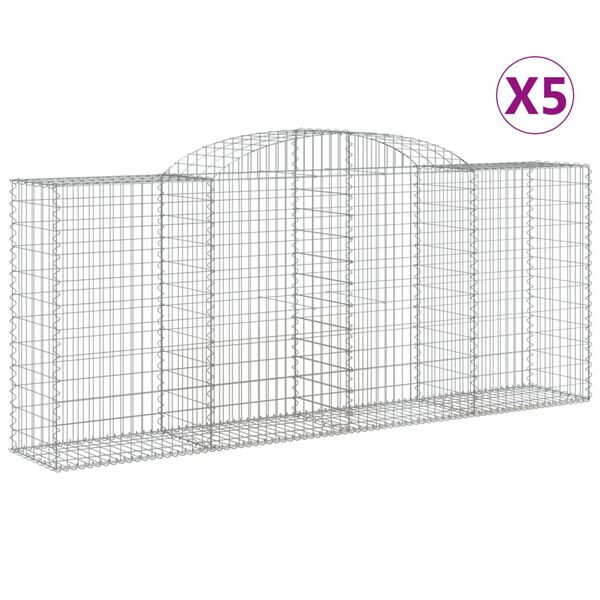 vidaXL kaarekujulised gabioonkorvid 5 tk, 300x50x120/140 cm, raud