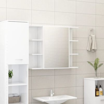 vidaXL 3-osaline vannitoamööbel, kõrgläikega, valge, puitlaastplaat