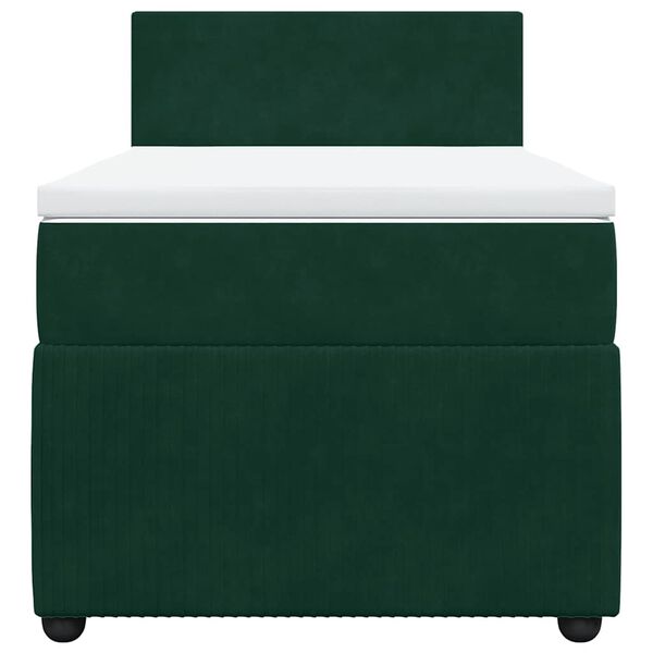 vidaXL kontinentaalvoodi madratsiga, tumeroheline, 90x190 cm, samet