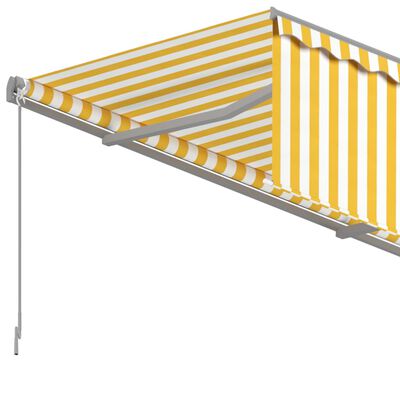 vidaXL käsitsi sissetõmmatav varikatus rulooga, 6 x 3 m, kollane/valge