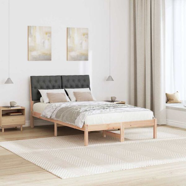 vidaXL Voodiraam Pehme Peatoega peaga Pruun 120 x 190 cm M&auml;nnipuit