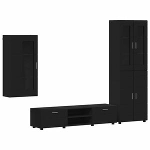 vidaXL Telerikapi komplekt sahtliga uksega FLORIN 3 pcs Must Tehispuit