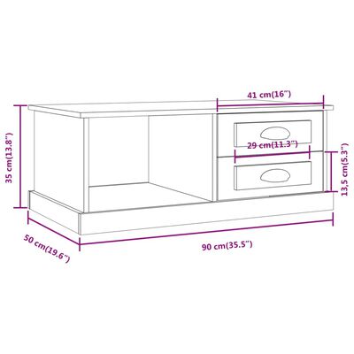 vidaXL kohvilaud, kõrgläikega valge, 90 x 50 x 35 cm, tehispuit