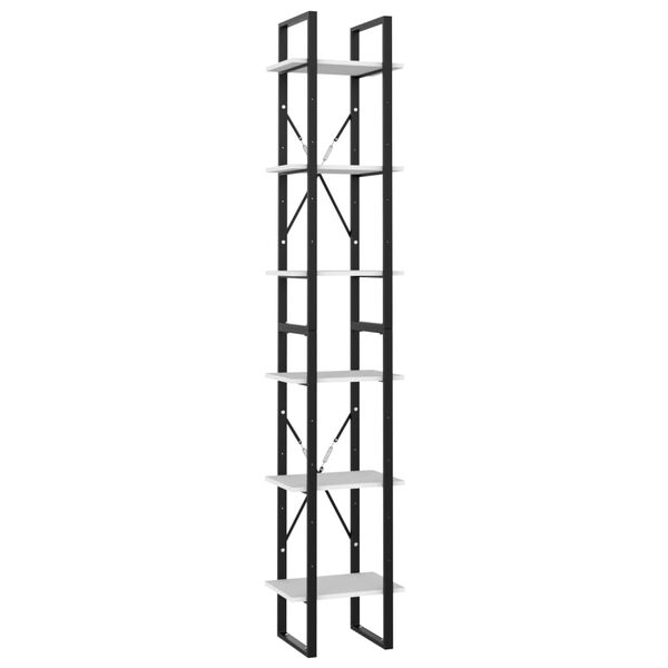 vidaXL 6-korruseline raamaturiiul, valge, 40x30x210 cm, tehispuit