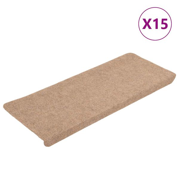vidaXL isekleepuv trepivaip, 15 tk, 65x24,5x3,5 cm, beež