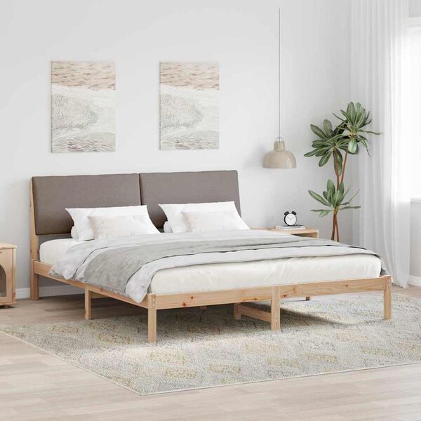 vidaXL Beti raam peaga Pruun ja taupe 180 x 200 cm Männipuit