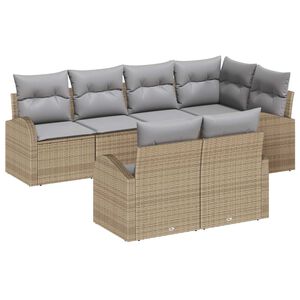 vidaXL Aia Diivanikomplekt padjaga 7 pcs Beež ja heledhall pol&uuml;rotang