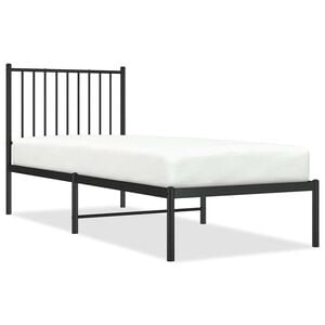 vidaXL metallist voodiraam peatsiga, must, 75x190 cm