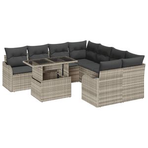 vidaXL Aia Diivanikomplekt padjaga padjaga 9 pcs Helehall Pol&uuml;rottang