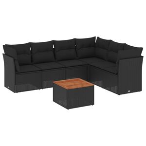 vidaXL 7-osaline aiadiivani komplekt patjadega, must, pol&uuml;rotang