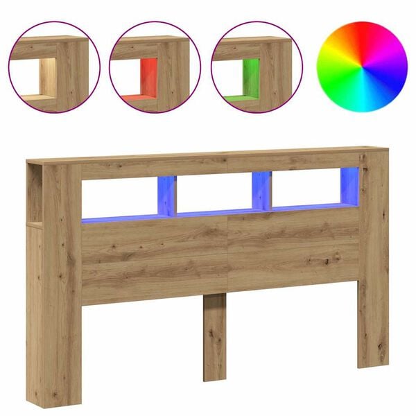 vidaXL LED-peats Artisan Oak 180x18,5x103,5 cm Engineered Wood