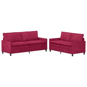 vidaXL Diivanikomplekt 2 pcs Veinpunane Samet