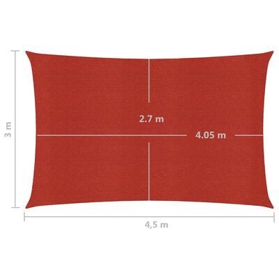 vidaXL päikesepuri 160 g/m², punane, 3 x 4,5 m HDPE