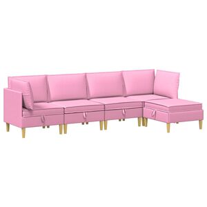 vidaXL Modulaarne diivanisari koos ladustamisega 5 pcs Roosa kangas