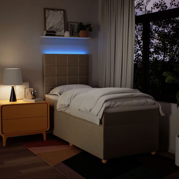 vidaXL kontinentaalvoodi madratsiga, kreemjas, 80x200 cm, kangas