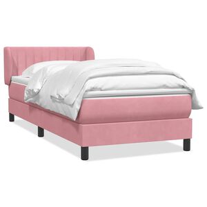 vidaXL kontinentaalvoodi madratsiga, roosa, 90x220 cm, samet