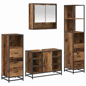 vidaXL Vannitoa m&ouml;&ouml;bleset sahtliga riiuliga 4 pcs Vana puit Tehispuit