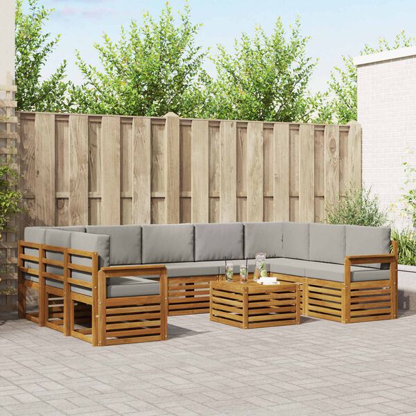 vidaXL Diivanikomplektid padjaga 10 pcs Looduslik ja Hele Hall