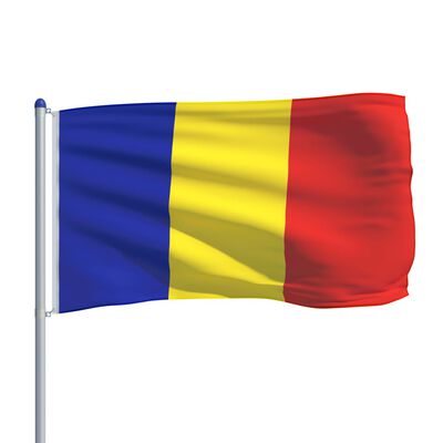 vidaXL Rumeenia lipp ja lipumast, alumiinium, 6 m