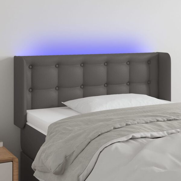 vidaXL LED-voodipeats, hall, 93x16x78/88 cm, kunstnahk