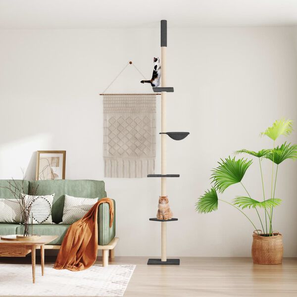 vidaXL p&otilde;randast laeni kassi kraapimispuu, tumehall, 263,5&ndash;289,5 cm