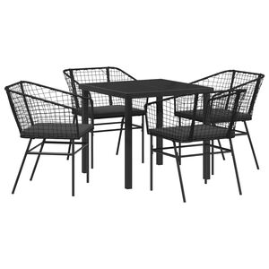 vidaXL Aia s&ouml;&ouml;gilaudade komplekt 5 pcs Must pol&uuml;rotang