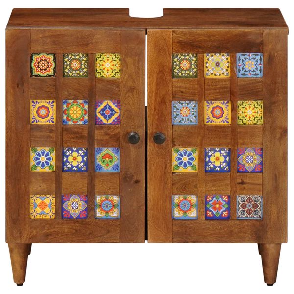 vidaXL Vannitoa kraanikausi kapp uksega P&auml;hklipuit 62 x 33 x 58 cm