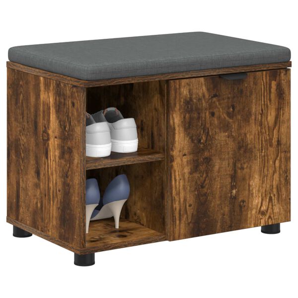 vidaXL Hallipink padjaga riiuliga Suitsetatud Tamm 60 x 38 x 46 cm