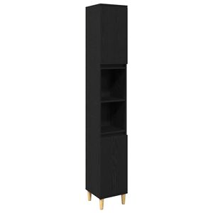 vidaXL Vannitoa m&ouml;&ouml;bleset ladustamisega uksega 3 pcs Must Tehispuit
