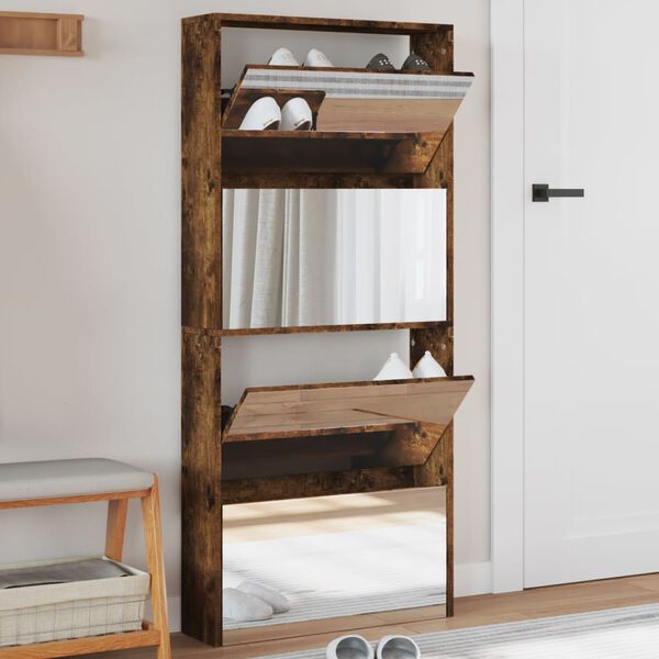 vidaXL 4 sahtliga kingakapp, peegliga, suitsutatud tamm, 63x17x134 cm