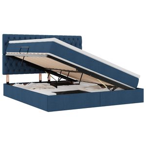 vidaXL Voodi hoiukohaga ja madratsiga Sinine 160 x 200 cm Pol&uuml;ester