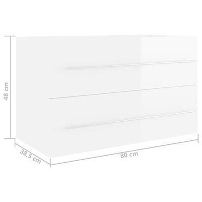 vidaXL valamukapp, valge kõrgläige, 80 x 38,5 x 48 cm, puitlaastplaat