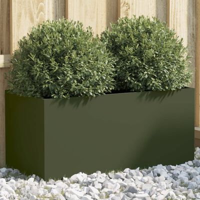 vidaXL taimekast oliiviroheline 62x30x29 cm, külmvaltsitud teras