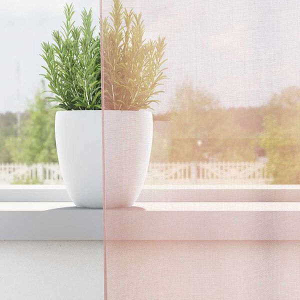 vidaXL Voile kardinad varrastega taskutega 2 tk Heleroosa