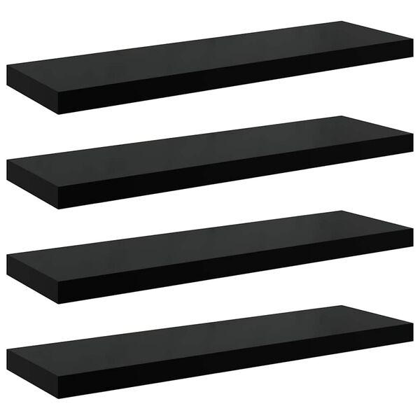 vidaXL seinariiulid, 4 tk, k&otilde;rgl&auml;ikega, must, 80 x 23,5 x 3,8 cm MDF