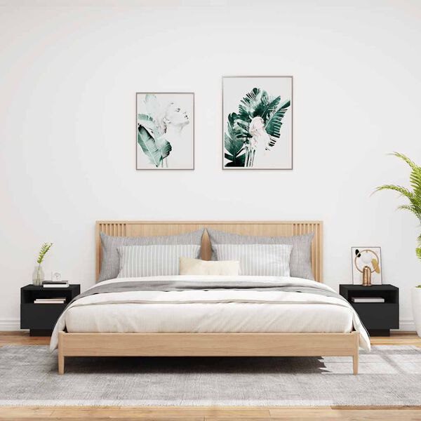 vidaXL öökapid LED-tuledega 2 tk, must, 40 x 39 x 37 cm