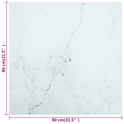 vidaXL lauaplaat, valge 80x80 cm, 6 mm, karastatud klaas marmordisain