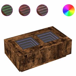 vidaXL kohvilaud LED-tuledega, suitsutatud tamm, 116x69x40 cm