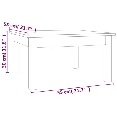 vidaXL kohvilaud, 55x55x30 cm, männipuit
