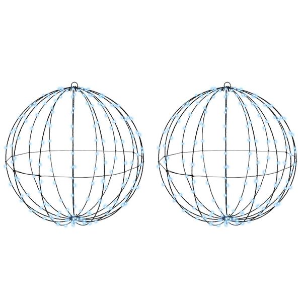 vidaXL Pall koos 384 LED-iga 2 pcs Külm valge 60 cm Metall