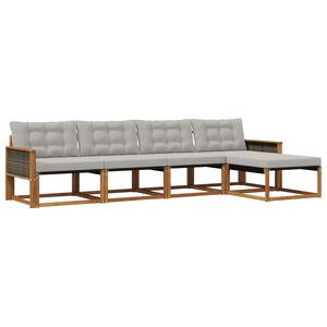 vidaXL V&auml;li diivanikomplekt padjaga 5 pcs Naturaalne ja helehall