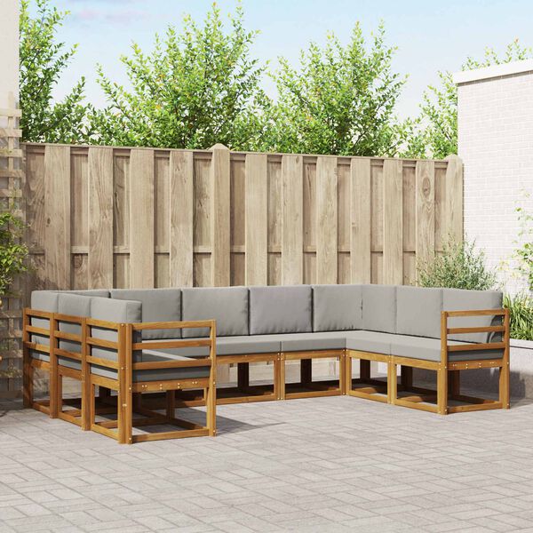 vidaXL V&auml;li diivanikomplekt padjaga 9 pcs Looduslik ja Hele Hall