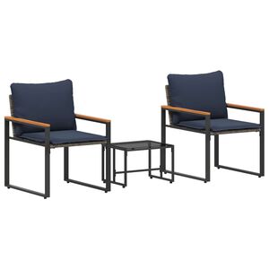 vidaXL M&ouml;&ouml;blisete padjaga 3 pcs Hall ja tumesinine Rotang