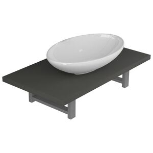 vidaXL kaheosaline vannitoam&ouml;&ouml;bli komplekt, keraamiline, hall